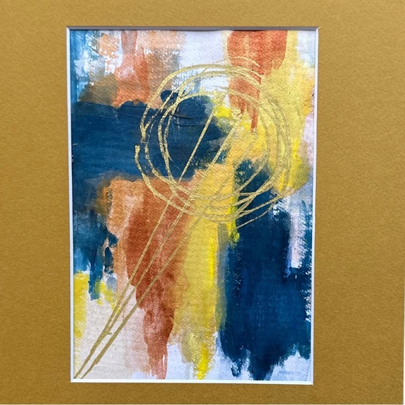 Hand Painted Watercolor Painting Original Abstract with Gold Mat 8x10” Signed - Picture 3 of 5
